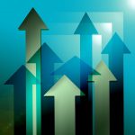 Multiple overlapping arrows pointing upward symbolizing growth and promotion.