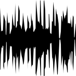 Black sound wave on a gray background.